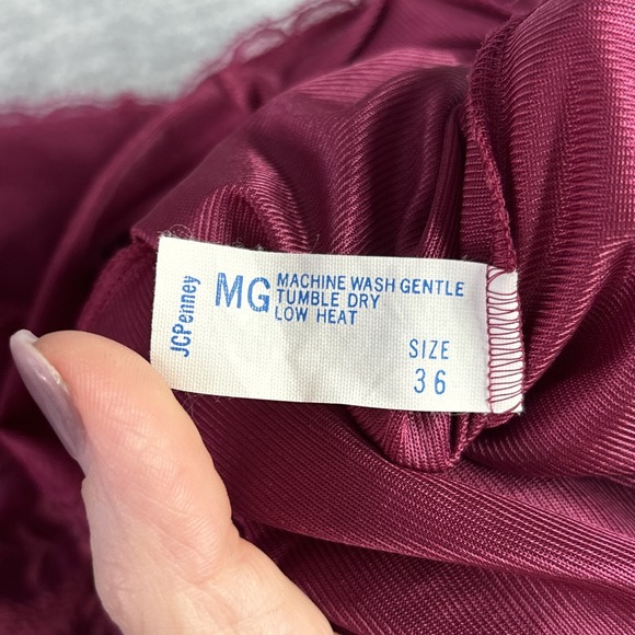 Vintage Teddy Lingerie 36/S JC Penny Camiknicker Satin Lace Bodysuit Burgundy - Picture 6 of 16